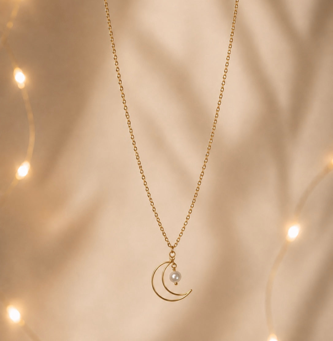 “Inner Love” Moon and Pearl Necklace