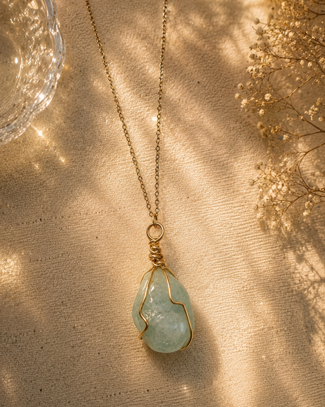 Aquamarine Healing Crystal Necklace