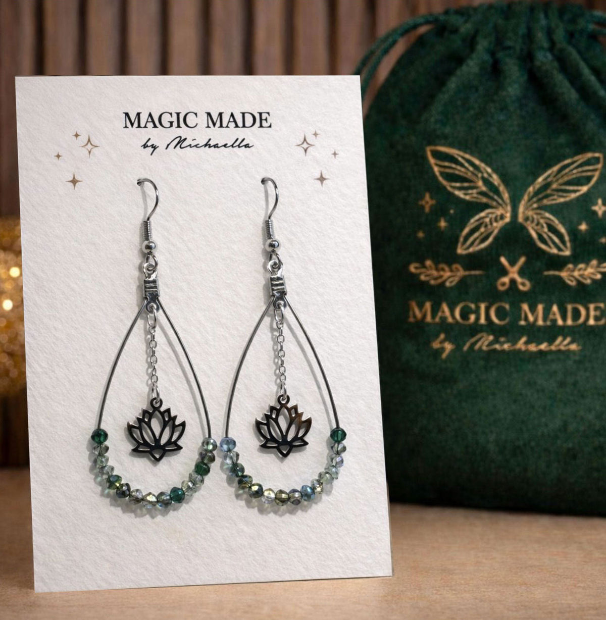 "Forest Lotus Drops" Earrings