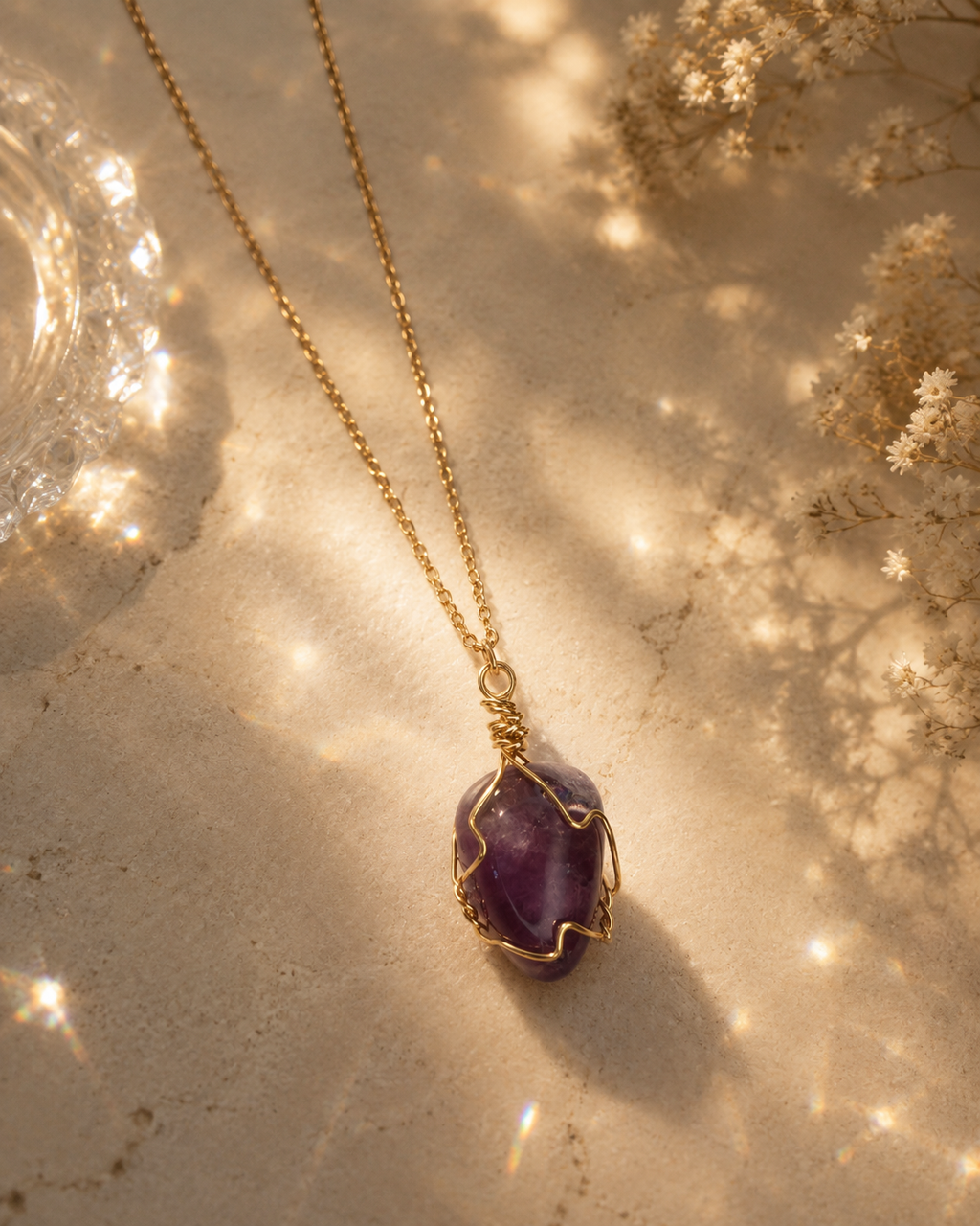 Fluorite Healing Crystal Necklace