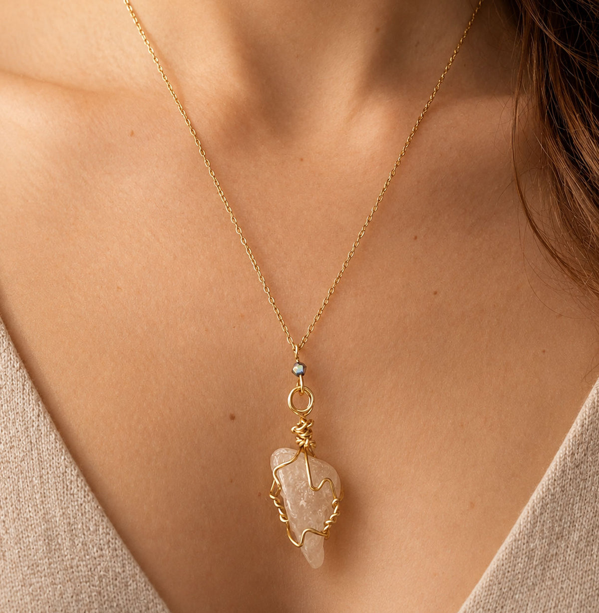 Moonwashed Stone Necklace - Kolossi, Limassol City