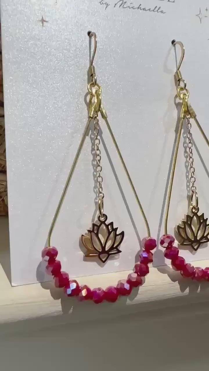 "Cherry Lotus Drops" Earrings